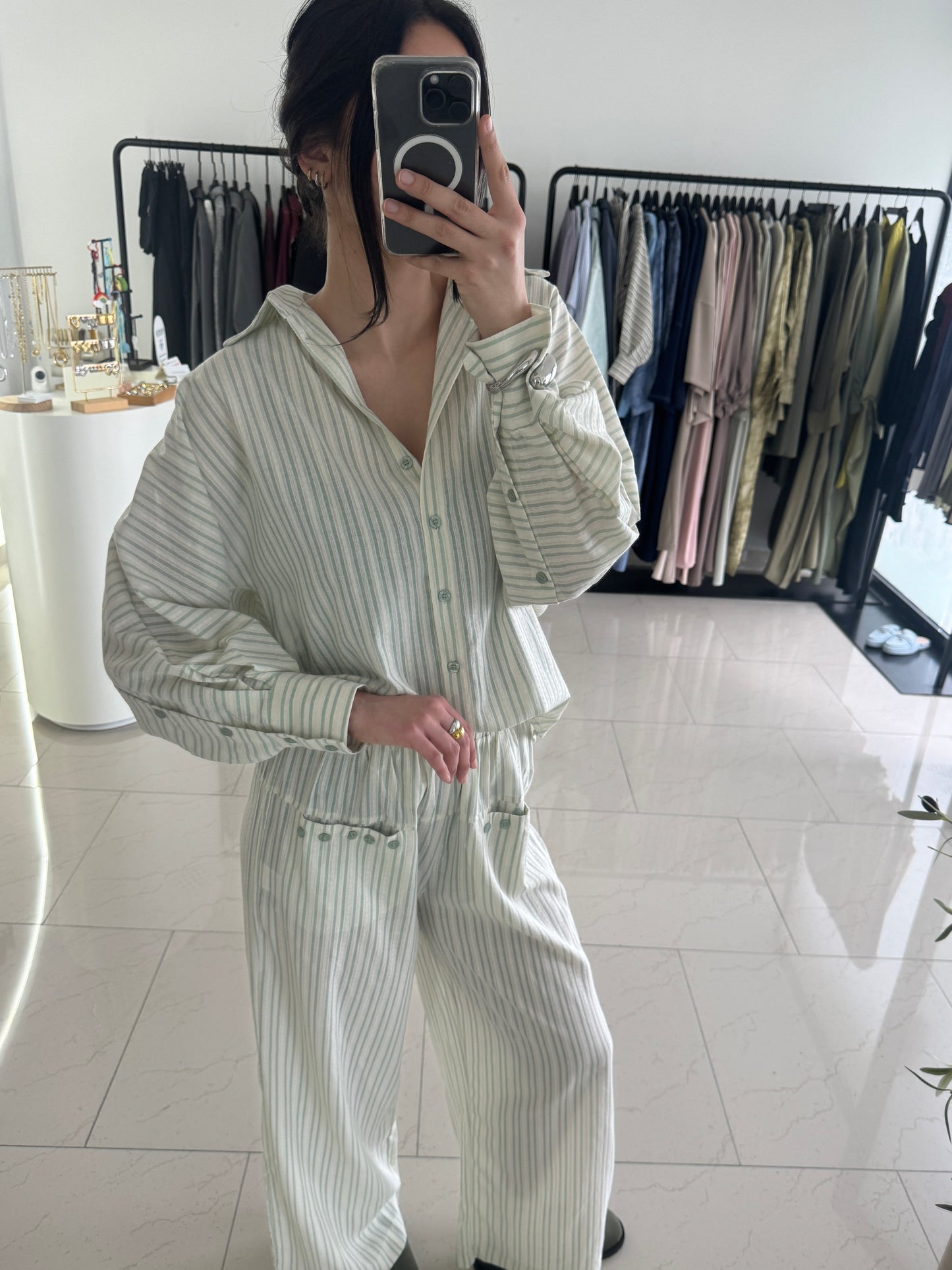 ENSEMBLE CHEMISE RAYÉ BOUTON