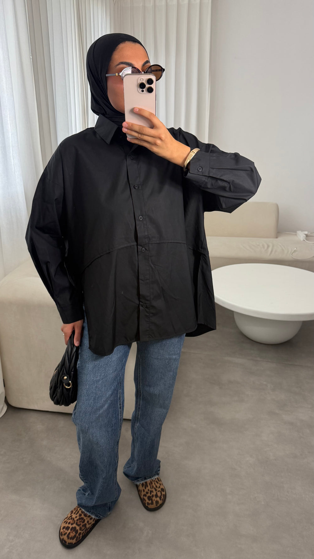 CHEMISE OVERSIZE FENDU NOIR