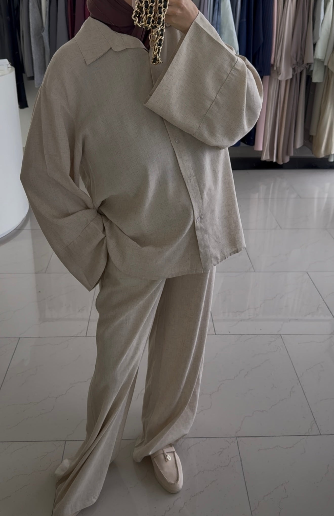ENSEMBLE EN LIN [BEIGE]