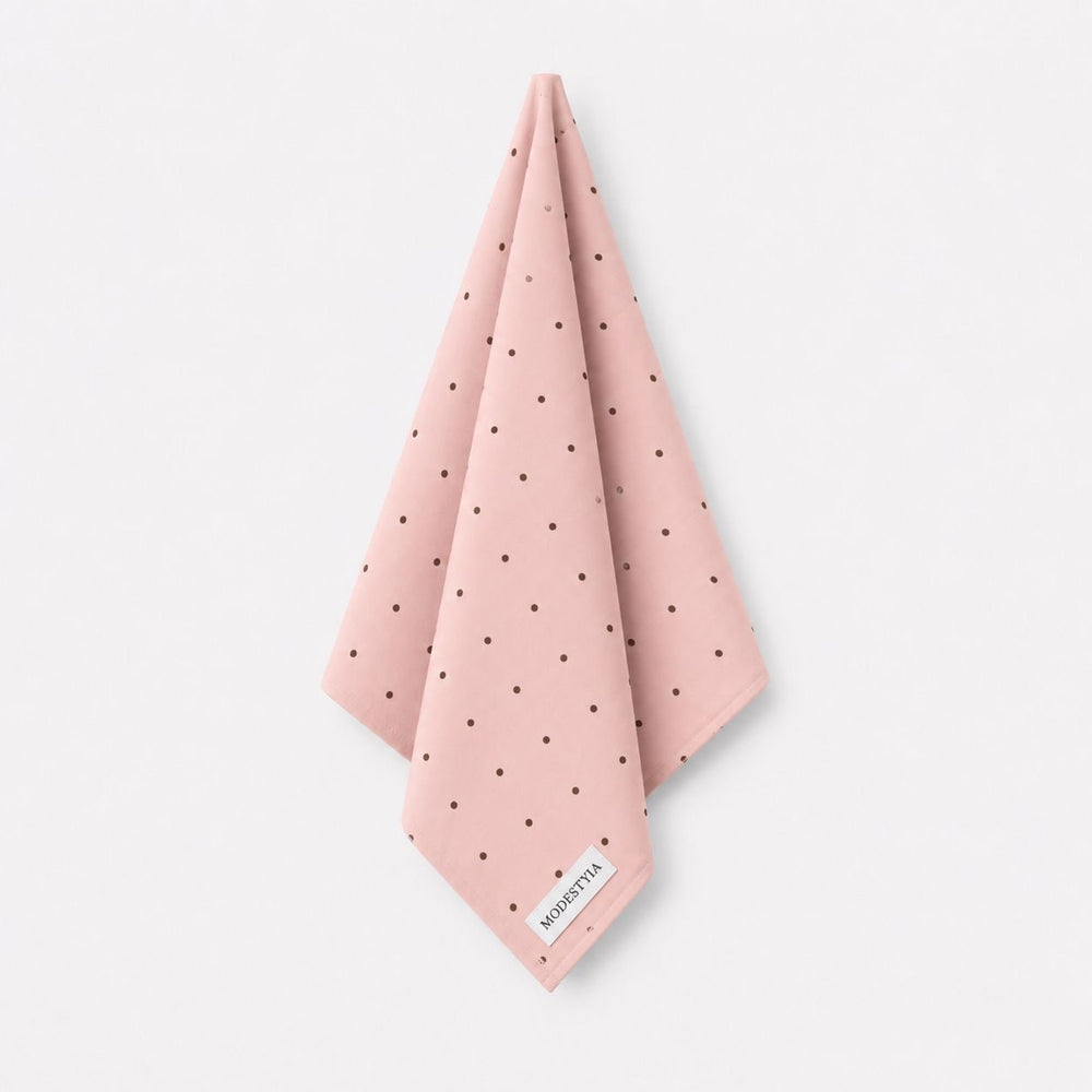 Carré de Coton Rose à pois Marron