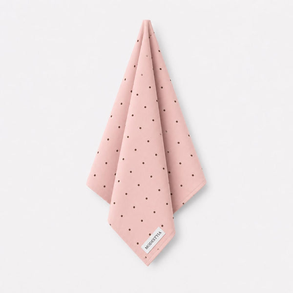Carré de Coton Rose à pois Marron
