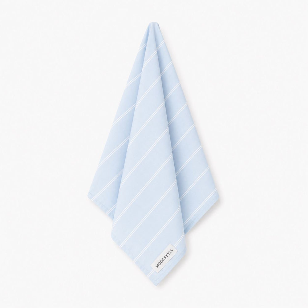 Carré de Coton Bleu à rayures Blanche