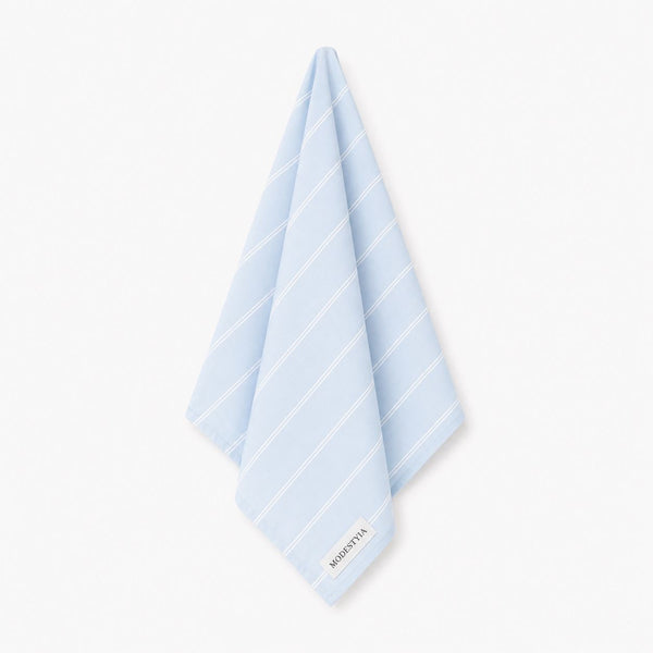 Carré de Coton Bleu à rayures Blanche