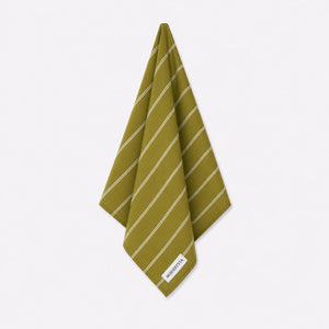 Carré de Coton Vert Olive à rayures Blanche