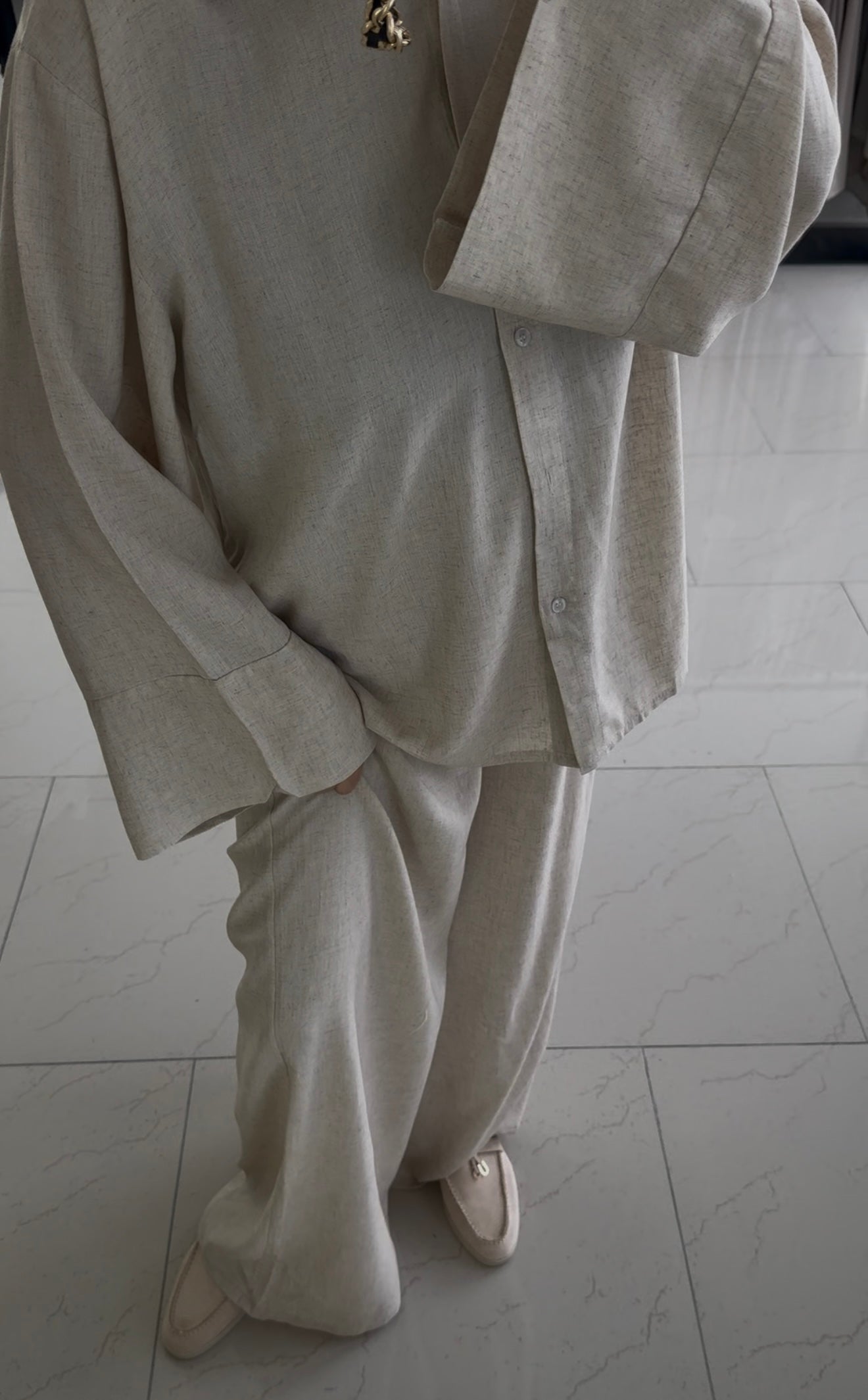 ENSEMBLE EN LIN [BEIGE]