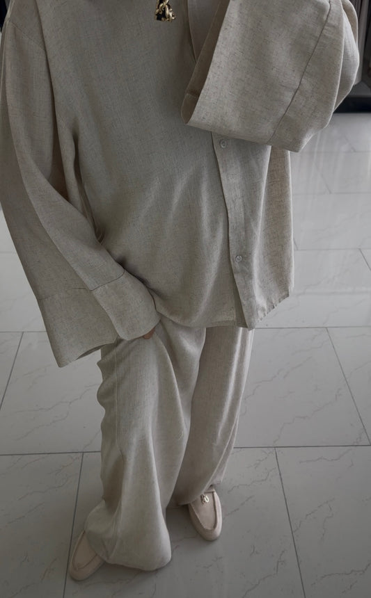 ENSEMBLE EN LIN [BEIGE]