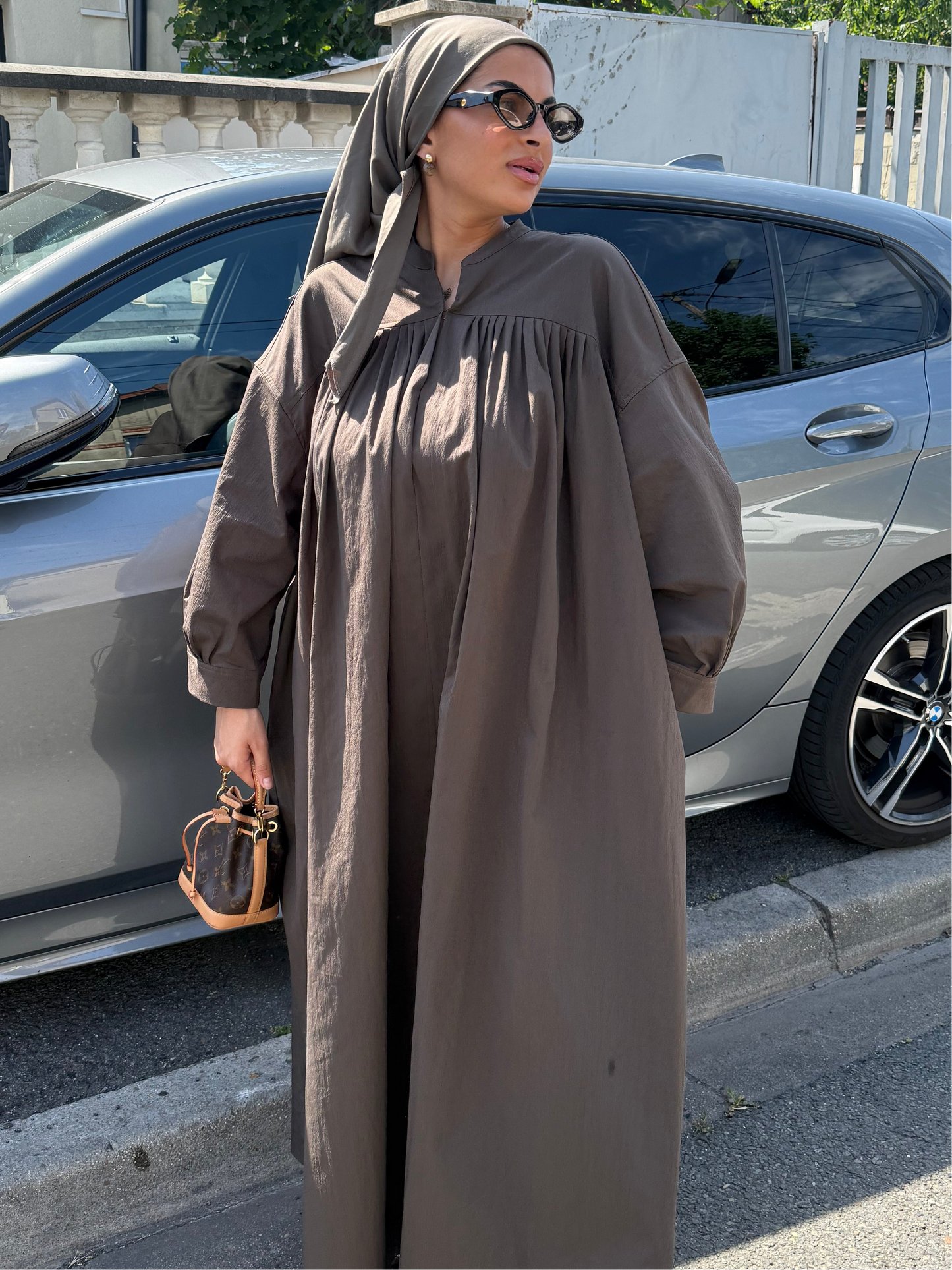 ROBE POPELINE [MARRON]