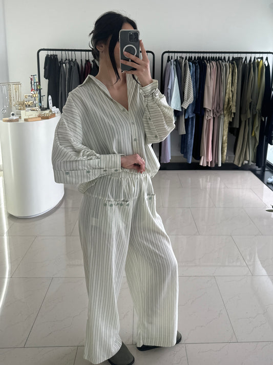 ENSEMBLE CHEMISE RAYÉ BOUTON