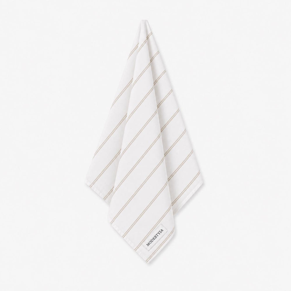 Carré de Coton Blanc à rayures Beige