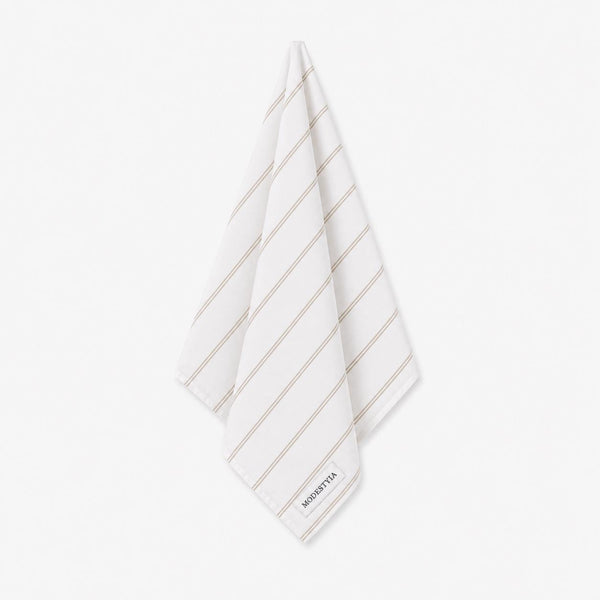 Carré de Coton Blanc à rayures Beige