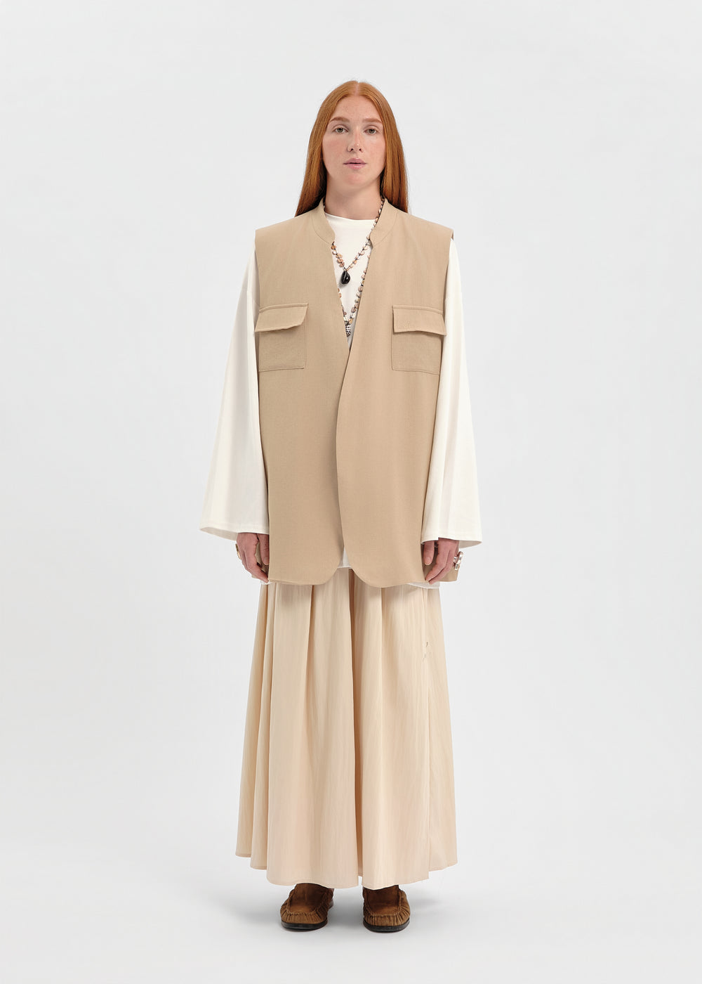 GILET LIN BEIGE