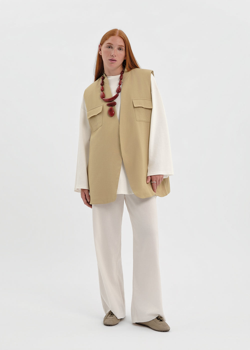GILET LIN VERT