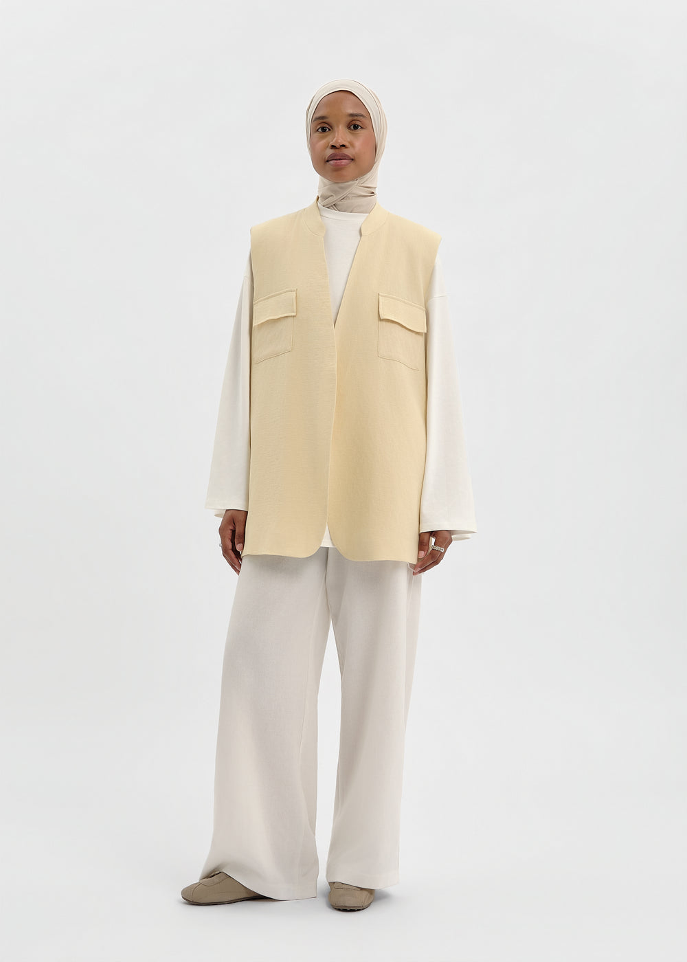 GILET LIN JAUNE