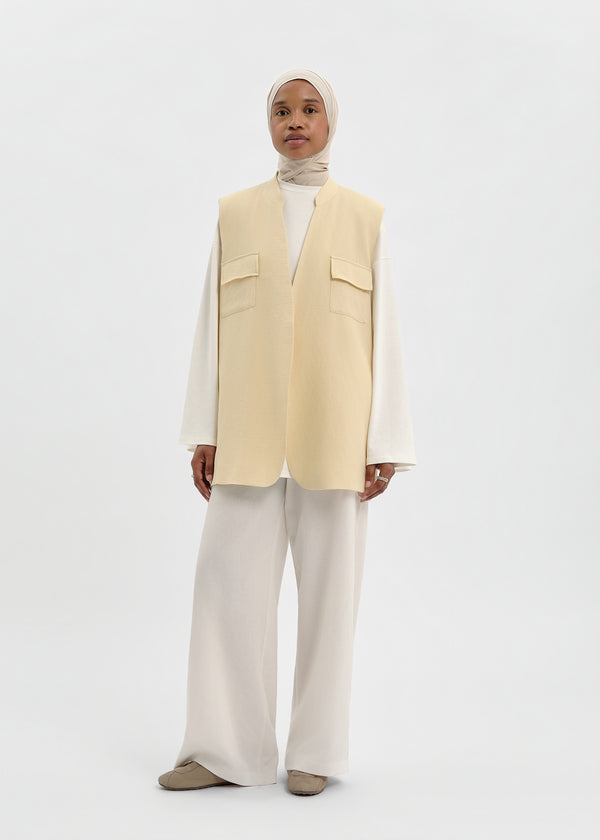 GILET EN LIN JAUNE