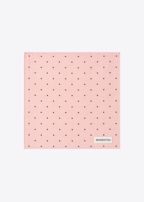 Carré de Coton Rose à pois Marron